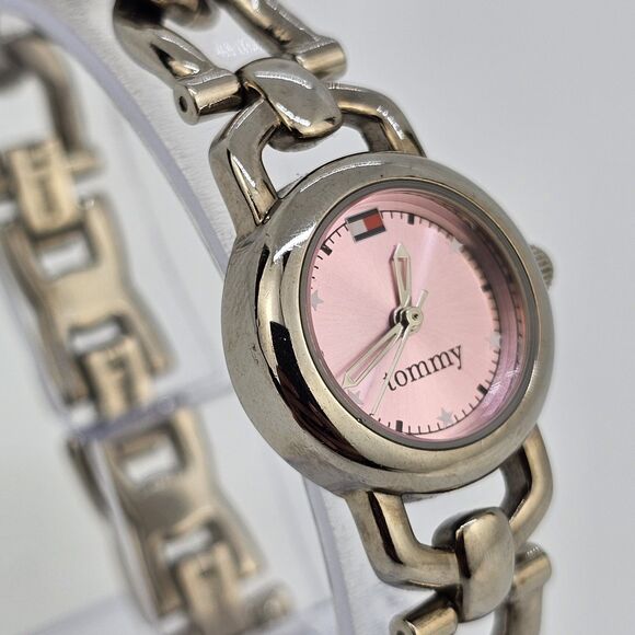 Tommy Hilfiger Women's Watch 22MM Pink Dial Chain Bracelet Band 7" New Battery - Picture 3 of 10